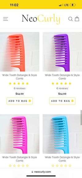 NEO CURLY PURPLE  MINI TEASER COMB BRAND NEW IN PACK RETAIL $10 EA SOLD PER 56 PACK