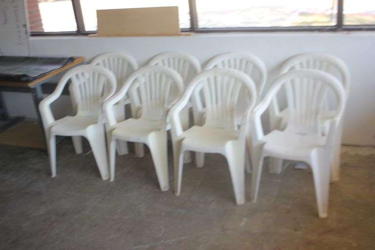 WHITE PLASTIC MATCHING CHAIRS
