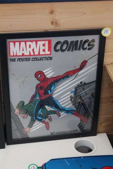 2014 MARVEL COMICS THE POSTER COLLECTION FRONT PAGE POSTER IN BLACK FRAME APROX 17"x13" *double sided with separate art on back!!*