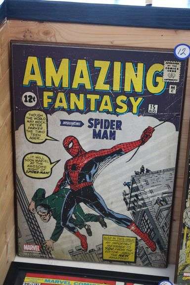 2012 MARVEL AMAZING FANTASY SPIDER MAN WOODEN POSTER APROX 12"x18"