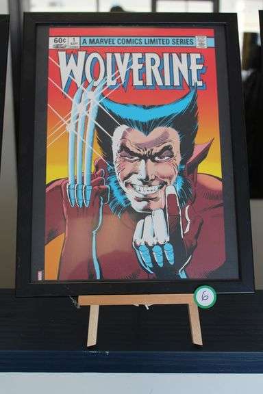 2014 MARVEL LIMITED SERIES WOLVERINE POSTER IN BLACK FRAME APROX 17"x13" *double sided with separate art on back!!*