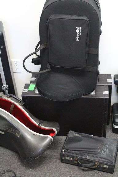 HARD PROTECTIVE EMPTY INSTRUMENT CASES INCLUDING MENDINI BY CECILIO ; FRENCH HORN CASE; ECT