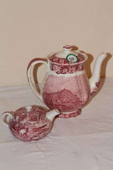 ERITH KENT THAMES RIVER SCENES BY PALISSY POTTERY ENGLAND LARGE TEAPOT & OLD FOLEY JAMES KENT STAFFORDSHIRE ENGLAND GENUINE HAND ENGRAVING SMALL TEA POT