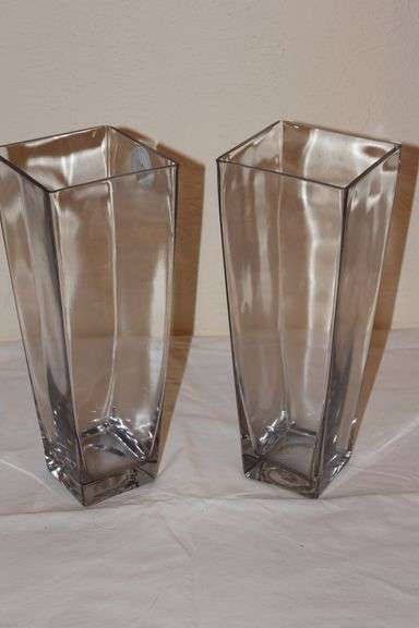 HEAVY GLASS VASES APROX 1'H x 4" W