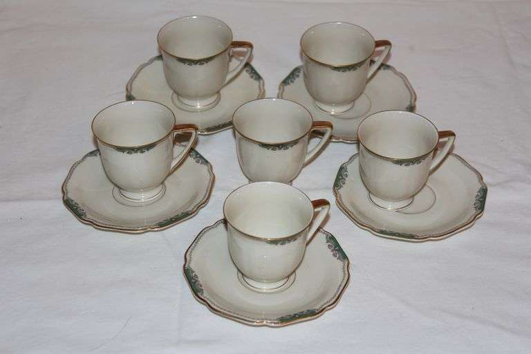 HEINRICH IVORY BODY SUPREME CHINA TEA CUP SET STAMPED H&G SELA BAVARIA GERMANY 10