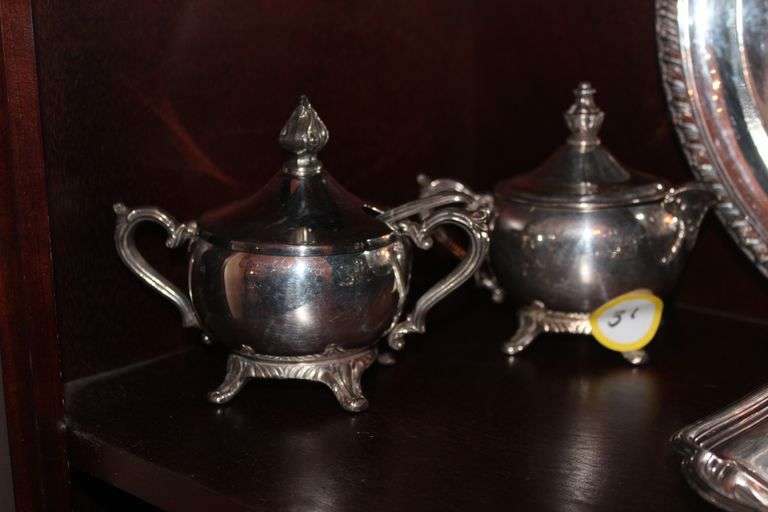 SILVER PLATED COPPER CREAM AND SUGAR MATCHING SET