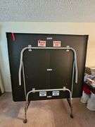 MD SPORTS TOURNAMENT SIZE PING PONG TABLE, COMPLETE WITH PADDLES, NET, & BALLS, ON WHEELS, FOLDS UP FOR EASY STORAGE