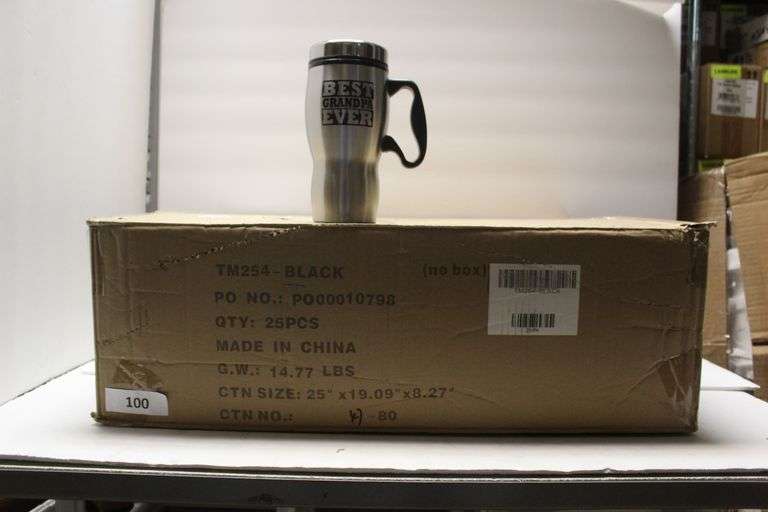 BEST GRANDPA EVER STAINLESS STEEL TUMBLER WITH BLACK PLASTIC HANDLE