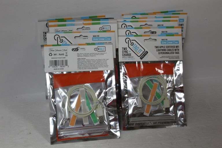 TAG IT TWO SYNC + CHARGE APPLE CABLES 3' & 6' , CERTIFIED MFI LIGHTING CABLES WITH 8 PERSONALIZED TAGS