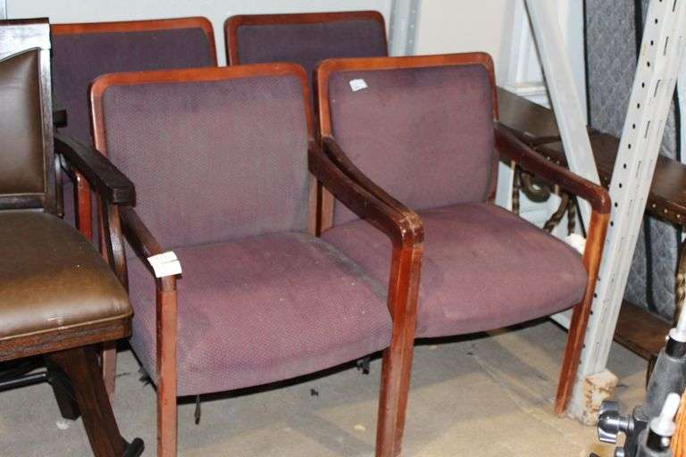 FOAM PADDED CHERRY WOODEN OFFICE CHAIRS