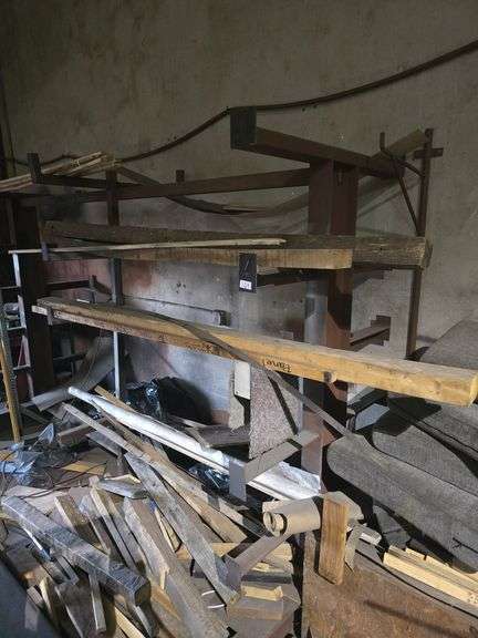 SOLID METAL MATERIAL STAND 6-TIER APROX 10'3" x 40.5" x 84" WITH WOOD PCS INCLD.