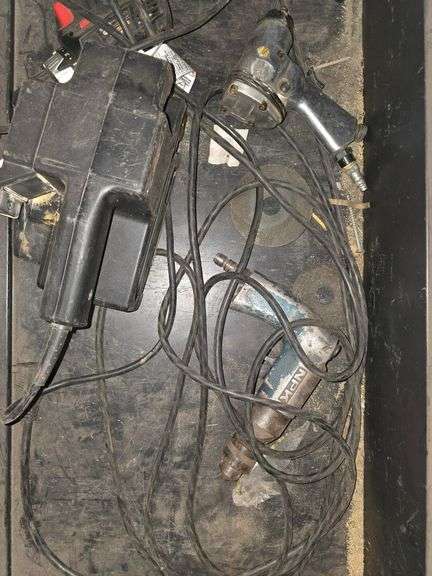 TOOLS INCLUDING CENTRAL PNEUMATIC AIR GUN, RYOBI CORDLESS DRILL, BAND SAW, NPK PNEUMATIC TOOL ECT