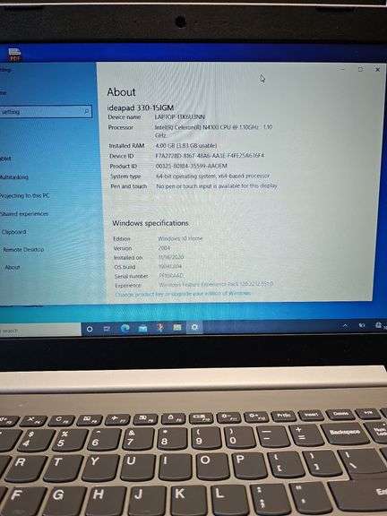 LENOVO IDEAPAD 330 LAPTOP MODEL 330-15IGM WITH INTEL POWER ON WITH PASSWORD INCLD.