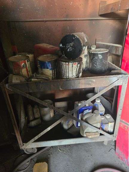 LOT INCLUDES 5-SHELF FILE CABINET, SOLID METAL ROLLING CART , CONTENTS INCLD.