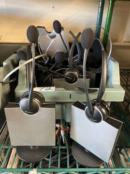 JABRA WIRELESS HEADSET DOCKING STATIONS WITH POWER CABLE LOT COMES WITH (6) HEADPHONES, SOLD PER BASE