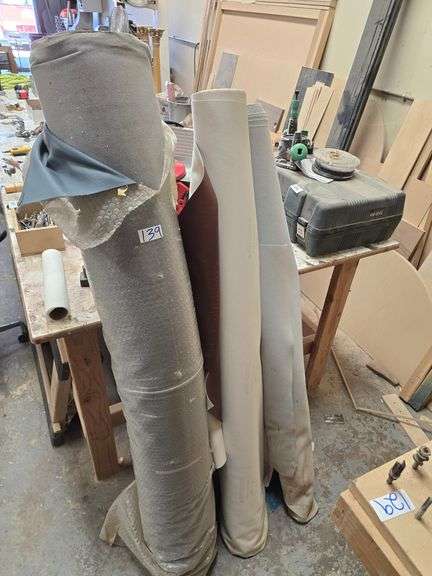 PU LEATHER ROLLS INCLUDING BROWN KEYSTON BROS FR ADDITIVE FREE 57"W ; 59" LIGHT BLUE & 56" BABY BLUE