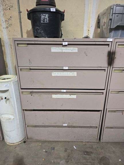 5-DRAWER WIDE METAL FILING CABINET APROX 42"x18"x57" **Pickup after 2pm