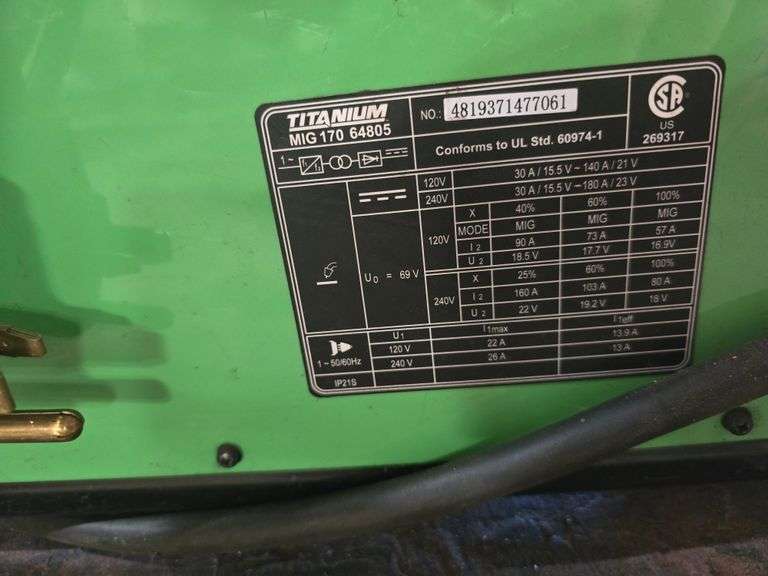 TITANIUM, MIG 170 WELDER COMPLETE WITH WELDING HELMET INCLD.