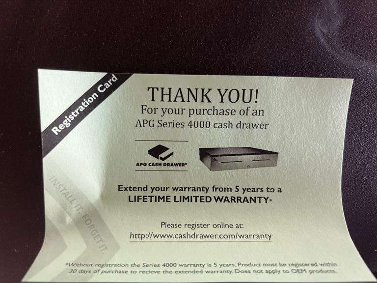 APG SERIES 4000 METAL CASH DRAWER WITH KEYS INCLD.