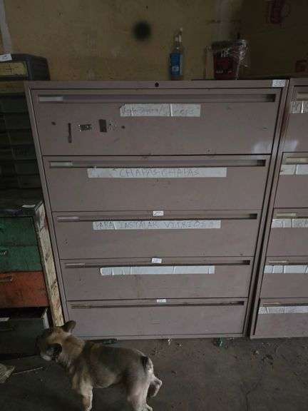 5-DRAWER WIDE METAL FILING CABINET APROX 42"x18"x57" **Pickup after 2pm