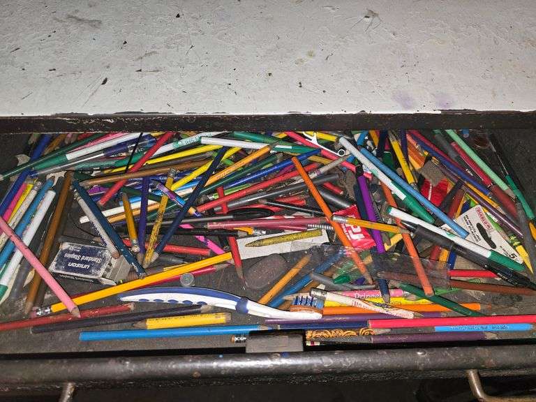 VINTAGE METAL DRAWING TABLE WITH METAL ORGANIZERS & SINGLE DRAWER APROX 35"x30"x53"