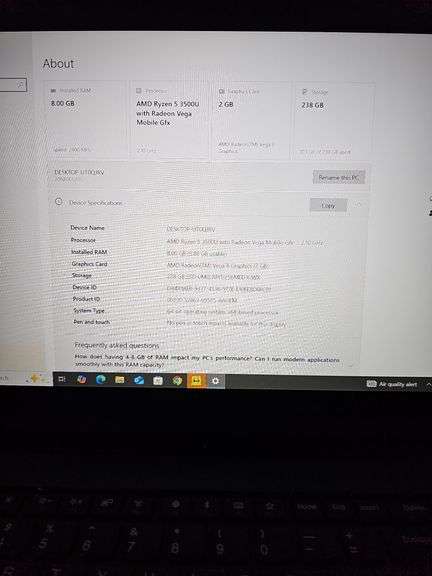 LENOVO THINKPAD E590 LAPTOP WITH AMD RADEON VEGA GRAPHICS, AMD RYZEN 5, POWERS ON WITH PASSWORD INCLD.