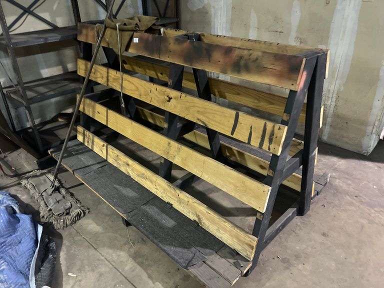 A-FRAME WOODEN MATERIAL HOLDER APROX 77"x60" x 44"