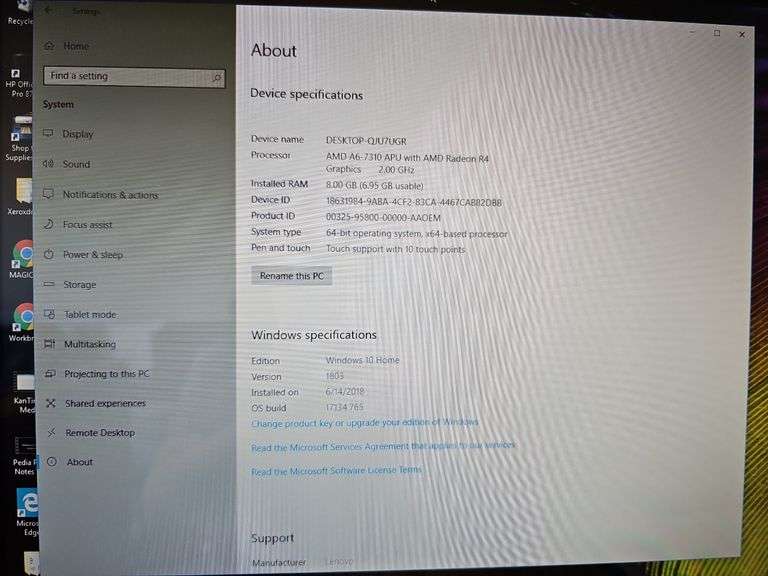 LENOVO F0B5 21.5" LED ALL IN ONE TOUCH SCREEN MONITOR WITH AMD A6 POWERS ON WITH USB MOUSE, KEYBOARD, AND POWER CABLE ALL INCLUDED