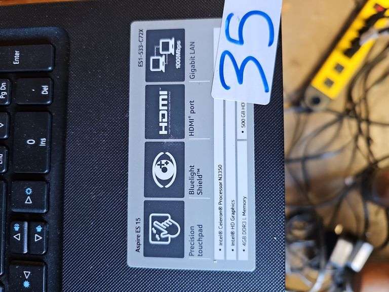 ACER ASPIRE ES1-533-C72X LAPTOP WITH INTEL CELERON PROCESSOR N3350 POWERS ON BUT SCREEN BROKEN