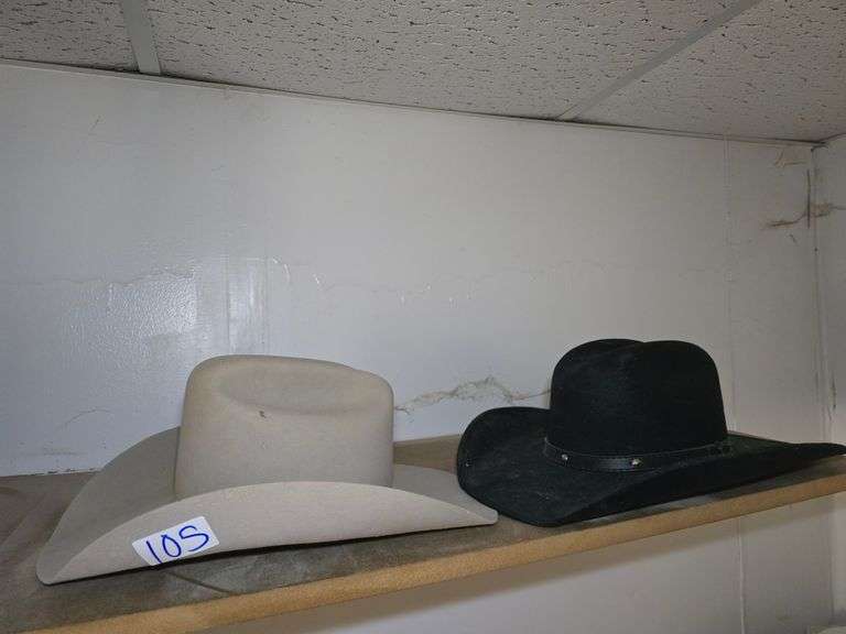 COWBOY HATS INCLUDING STETSON AUTHENTIC X'S 4X BEAVER SIZE 55 6-7/8  & THE OLD BERISTAIN HATS SIZE M BLACK