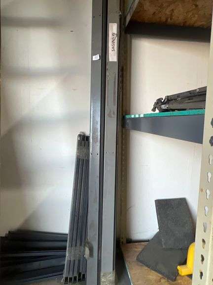 METAL WAREHOUSE RACKING SHELVING ACCESSORIES INCLUDING CROSSMEMBERS AND SUPPORTS THAT FIT ALL SHELVING IN THIS AUCTION