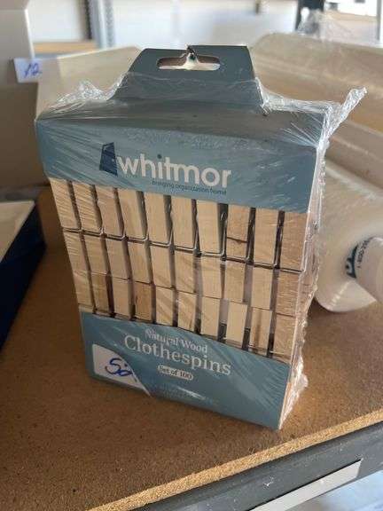 WHITMOR NATURAL WOOD CLOTHESPINS SET OF 100 0.39" x 0.47" x 3.31"