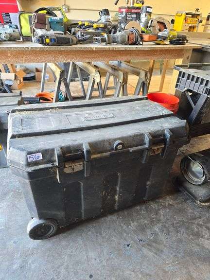 STANLEY JOB BOX ON 2-WHEELS APROX 3'x22"x2'