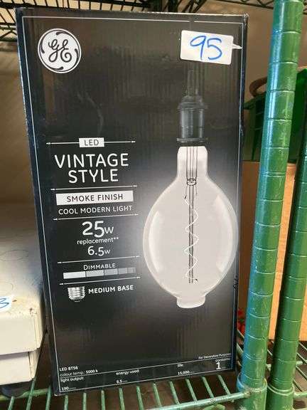 GE LED VINTAGE STYLE SMOKE FINISH COOL MODERN LIGHT BULB 25W REPLACEMENT, 6.5W DIMMABLE MEDIUM BASE LED BT56
