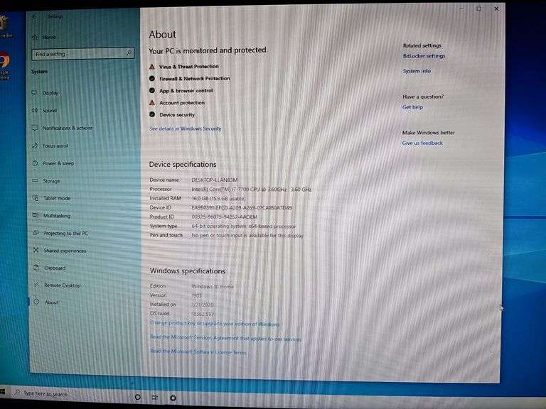 HP ENVY PC WITH CORE i7 7th GEN INTEL WITH SAMSUNG S22E310 22" MONITOR INCLD. BOTH WITH POWER CABLES, HDMI CABLE & USB KEYBOARD INCLD. BOTH POWER ON, PASSWORD INCLD.