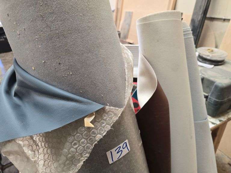 PU LEATHER ROLLS INCLUDING BROWN KEYSTON BROS FR ADDITIVE FREE 57"W ; 59" LIGHT BLUE & 56" BABY BLUE