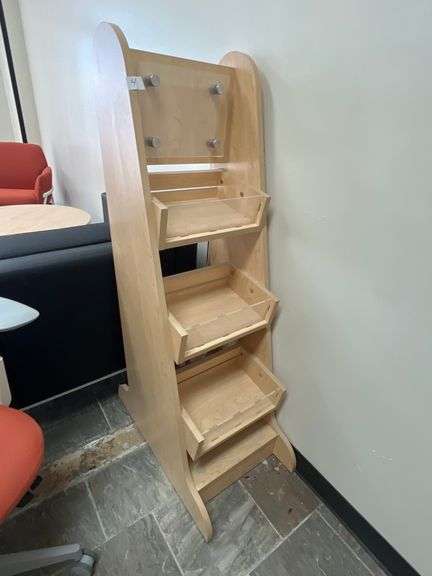 SOLID WOOD BROCHURE RACK APROX TOTAL DIM. 16" x 28" x 53"