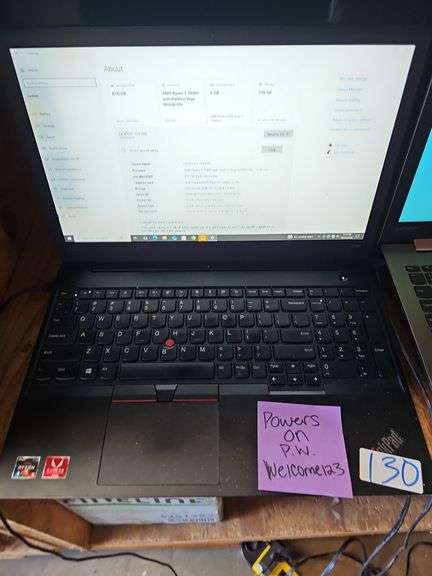LENOVO THINKPAD E590 LAPTOP WITH AMD RADEON VEGA GRAPHICS, AMD RYZEN 5, POWERS ON WITH PASSWORD INCLD.