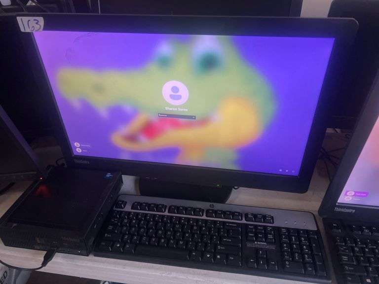 LENOVO THINKCENTRE 10DQD TINY IN ONE 23" MONITOR; WITH P350 & P3 MINI PC CORE i7 INTEL; USB KEYBOARD INCLD. Powers on, password protected, single Lenovo power cable incld. With lot