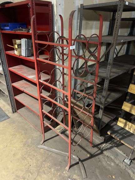 12-SLOT CYLINDER SHELVING UNIT APROX 24" x 18" x 69"