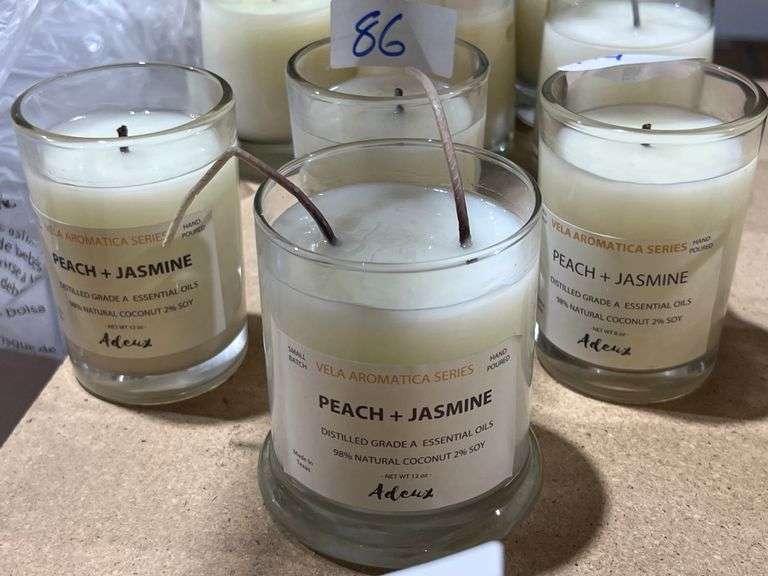 ADEUX 8OZ NATURAL PEACH & JASMINE WAX CANDLES IN VARIOUS SCENTS HAND POURED