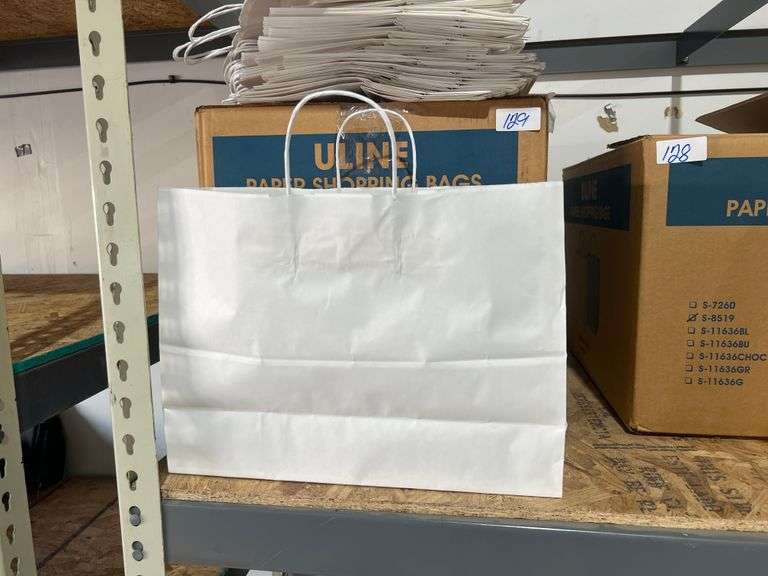 ULINE PAPER SHOPPING BAGS VOGUE 16" x 6" x 12" S-7101 WHITE