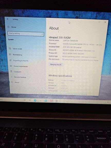 LENOVO IDEAPAD 330 LAPTOP WITH INTEL MODEL 330-15IGM POWERS ON WITH PASSWORD INCLD.
