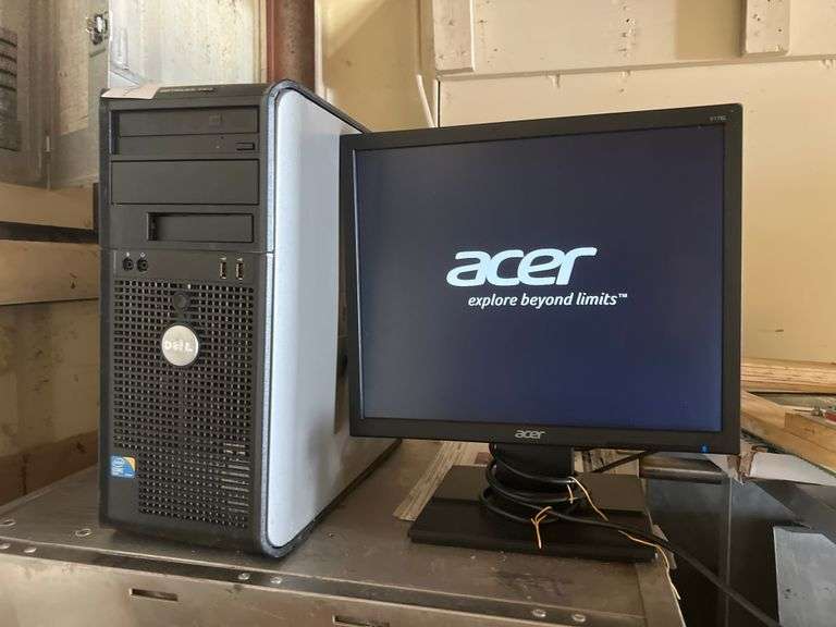 DELL OPTIPLEX 760 COMPUTER CORE 2 QUAD INTEL WITH ACER V176L 17" MONITOR, POWER CABLES AND VGA CABLE INCLD.