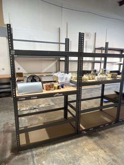 TEARDROP METAL SHELVING UNIT 4-TIER WITH PRESSED WOOD SHELVING APROX 4'L x 2'W x 7'H *2 pressed wood shelves per unit **Pickup after 2pm!!**