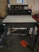 VINTAGE METAL DRAWING TABLE WITH METAL ORGANIZERS & SINGLE DRAWER APROX 35"x30"x53"