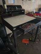 VINTAGE METAL DRAWING TABLE WITH METAL ORGANIZERS & SINGLE DRAWER APROX 35"x30"x53"