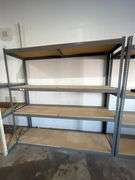 U-LINE TEARDROP METAL SHELVING UNIT 4-TIER WITH PRESSED WOOD SHELVING APROX 8'L x 2'W x 8'H