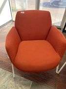 HAWORTH ORANGE FABRIC WIDE STATIONARY CHAIRS APROX 29"x22"x32"