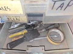 7-DRAWER PLASTIC ORGANIZER FULL OF TOOLS AND HARDWARE APROX 15"x11"x25"